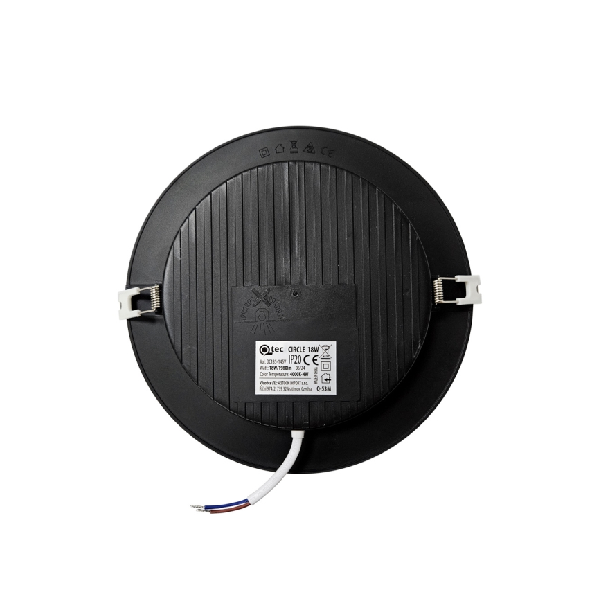 Foco de encastrar LED CIRCLE LED/18W/230V 4000K diâmetro 22 cm preto