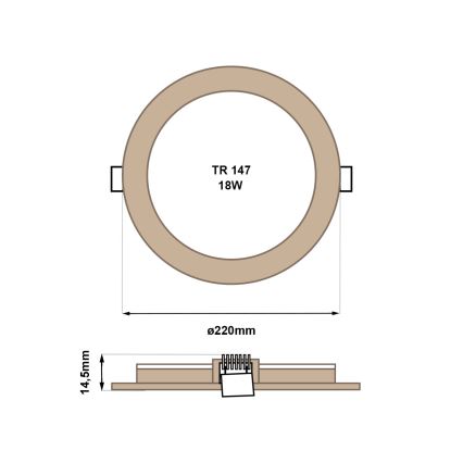 Foco de encastrar LED CIRCLE LED/18W/230V 4200K diâmetro 22 cm castanho