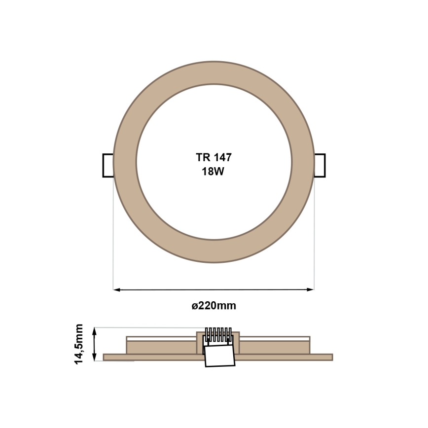 Foco de encastrar LED CIRCLE LED/18W/230V 4200K diâmetro 22 cm castanho
