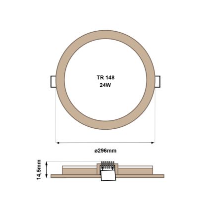 Foco de encastrar LED CIRCLE LED/24W/230V 4200K diâmetro 29,6 cm castanho