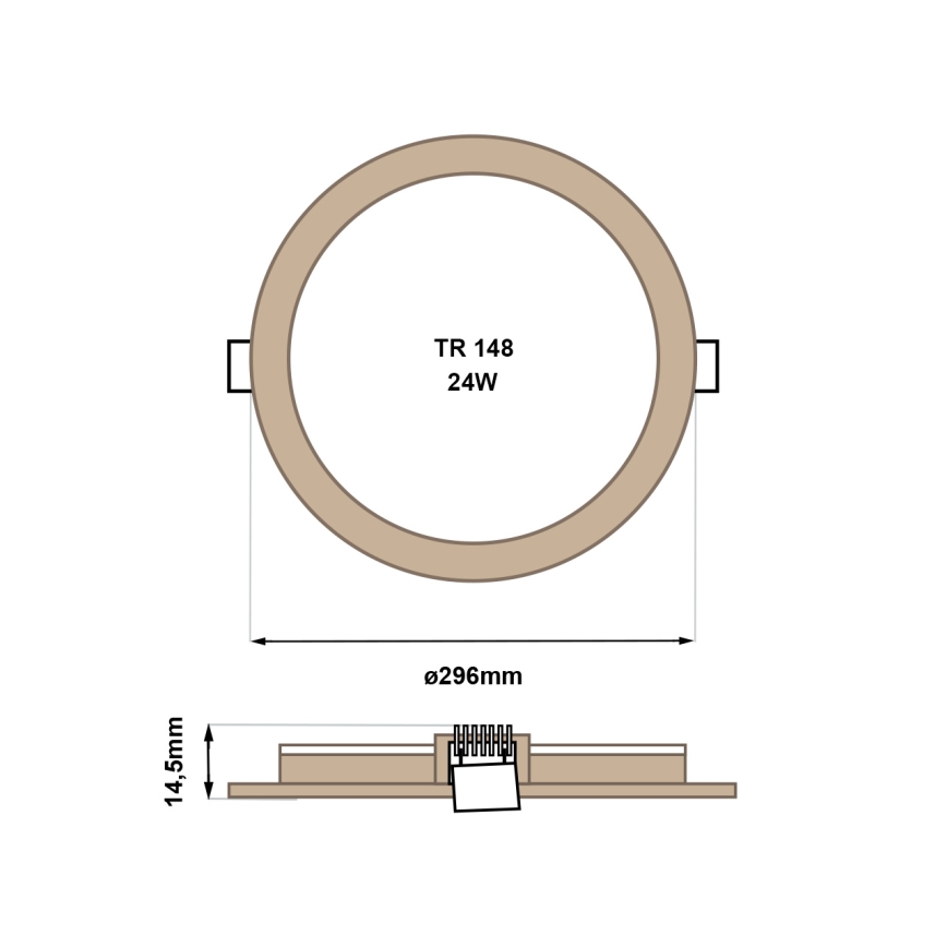 Foco de encastrar LED CIRCLE LED/24W/230V 4200K diâmetro 29,6 cm castanho