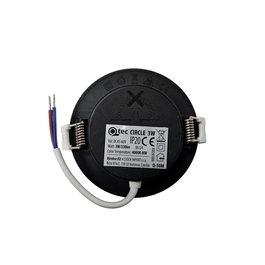 Foco de encastrar LED CIRCLE LED/3W/230V 4000K diâmetro 9 cm preto