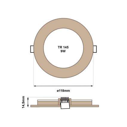 Foco de encastrar LED CIRCLE LED/6W/230V 4200K diâmetro 11,8 cm castanho