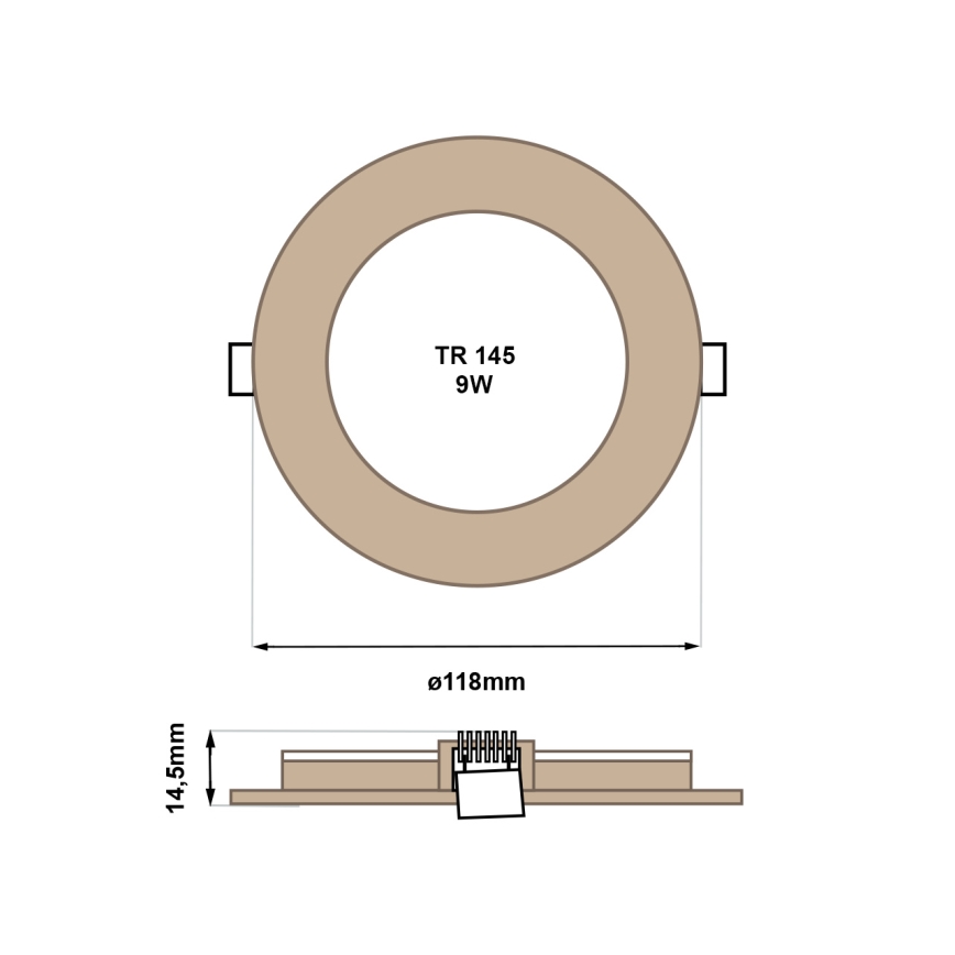 Foco de encastrar LED CIRCLE LED/6W/230V 4200K diâmetro 11,8 cm castanho