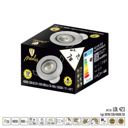 Foco de encastrar LED inclinado LED/7W/230V prateado