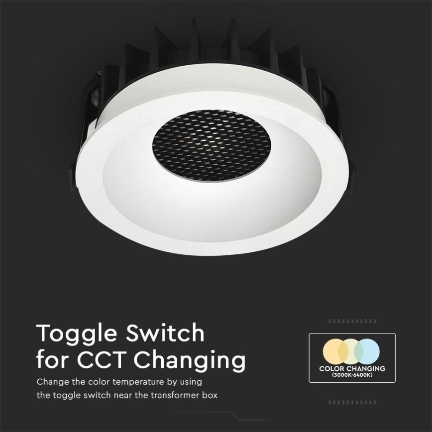 Foco de encastrar LED LED/18W/230V 3000/4000/6400K diâmetro 10,6 cm branco