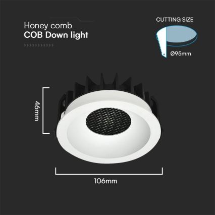 Foco de encastrar LED LED/18W/230V 3000/4000/6400K diâmetro 10,6 cm branco
