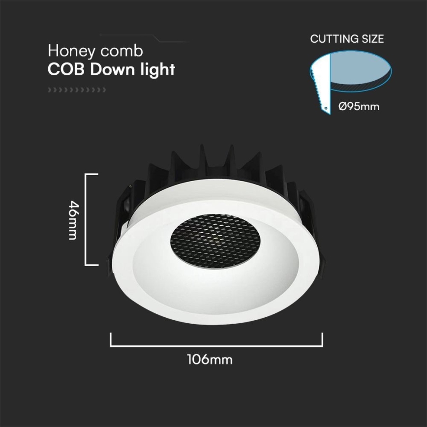 Foco de encastrar LED LED/18W/230V 3000/4000/6400K diâmetro 10,6 cm branco