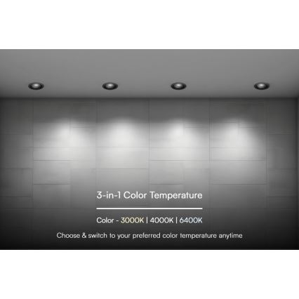 Foco de encastrar LED LED/18W/230V 3000/4000/6400K ø 10,6 cm preto