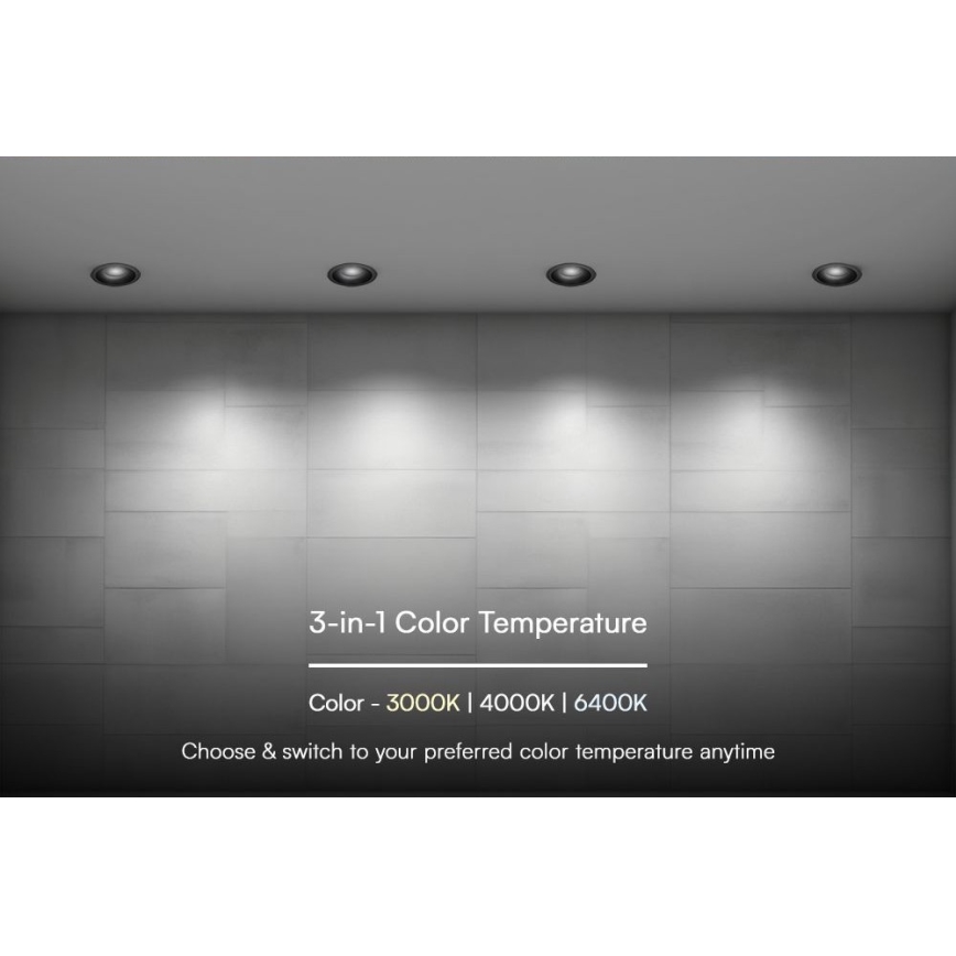 Foco de encastrar LED LED/18W/230V 3000/4000/6400K ø 10,6 cm preto