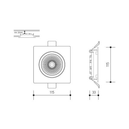 Foco de encastrar LED LED/18W/230V 4000K 11,5x11,5 cm preto