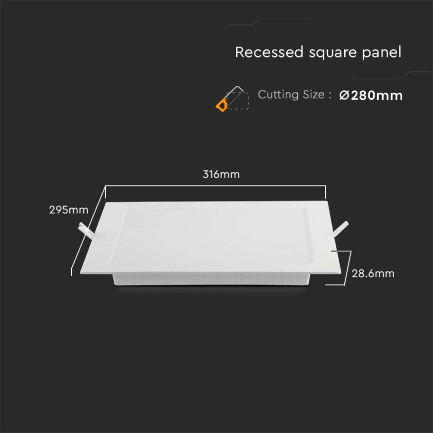 Foco de encastrar LED LED/24W/230V 29,5x29,5 cm 3000K branco