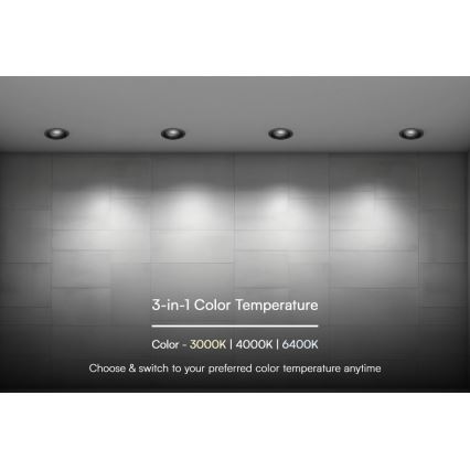 Foco de encastrar LED LED/24W/230V 3000/4000/6400K ø 13,5 cm preto