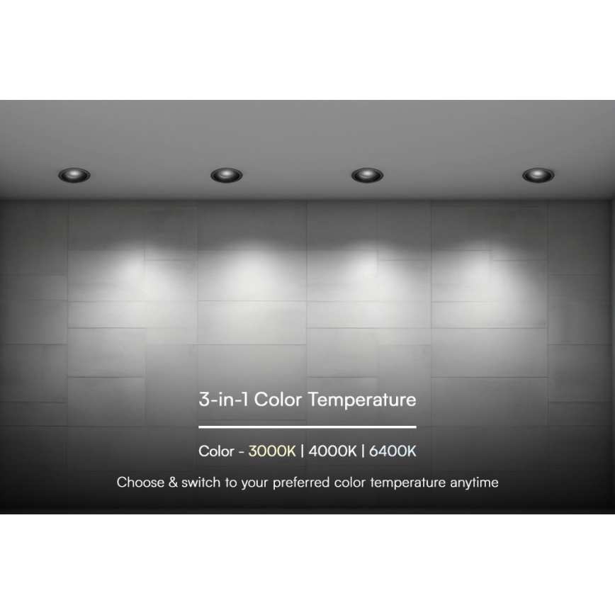 Foco de encastrar LED LED/24W/230V 3000/4000/6400K ø 13,5 cm preto