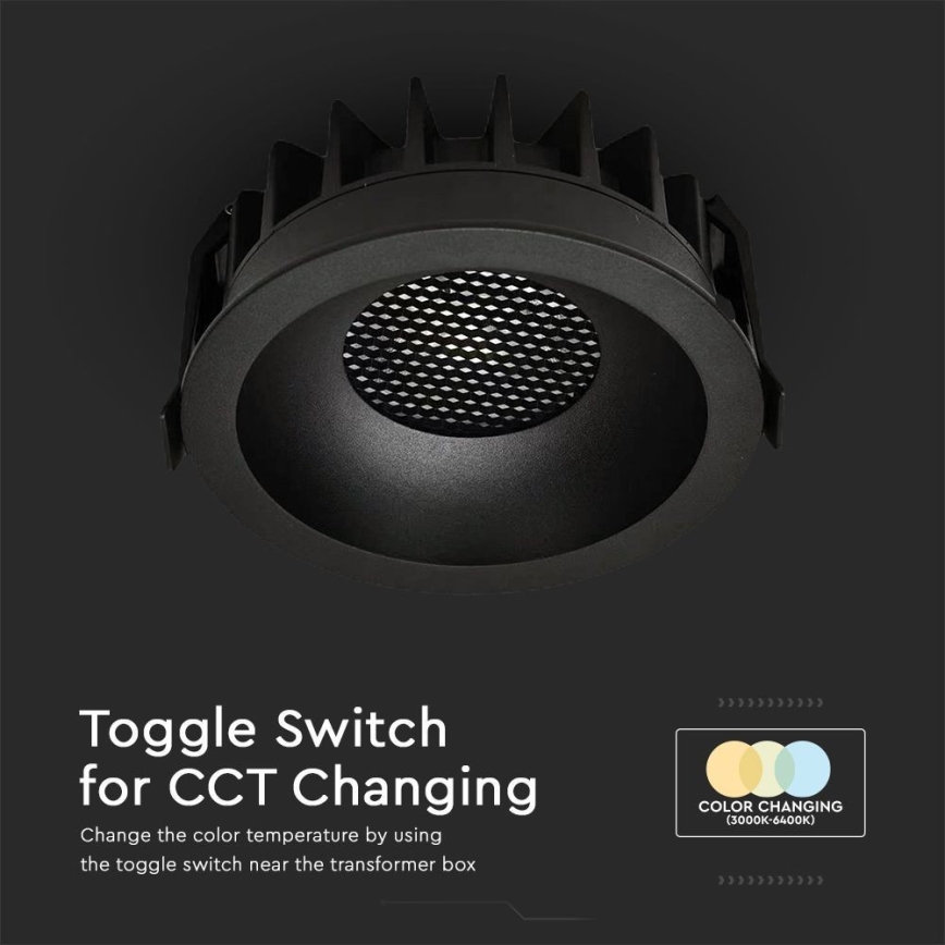 Foco de encastrar LED LED/24W/230V 3000/4000/6400K ø 13,5 cm preto