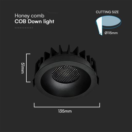 Foco de encastrar LED LED/24W/230V 3000/4000/6400K ø 13,5 cm preto