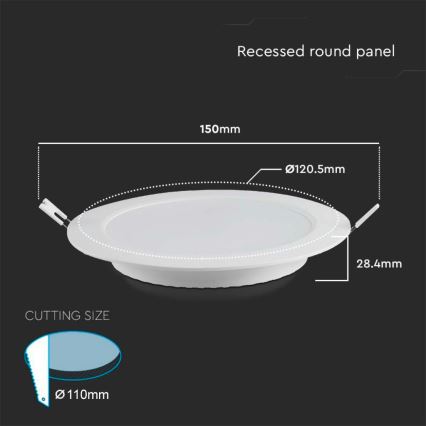 Foco de encastrar LED LED/6W/230V diâmetro 12 cm 4000K branco