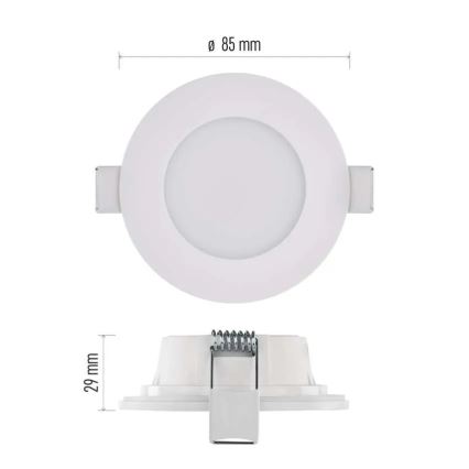 Foco de encastrar LED para casa de banho  LORI LED/4,5W/230V IP65 2700/4000K diâmetro 8,5 cm branco