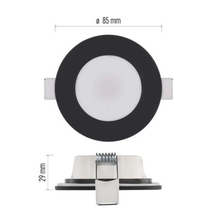 Foco de encastrar LED para casa de banho  LORI LED/4,5W/230V IP65 2700/4000K diâmetro 8,5 cm preto