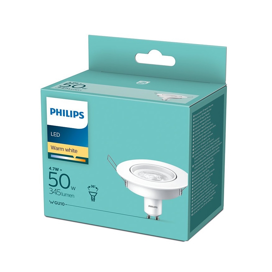 Foco de encastrar LED Philips 1xGU10/4,7W/230V 2700K