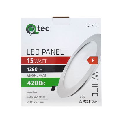 Foco de encastrar LED QTEC LED/15W/230V 4200K diâmetro 18,8 cm