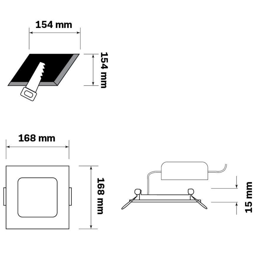 Foco de encastrar LED RIGEL LED/10W/230V 4000K 16,8x16,8 cm preto