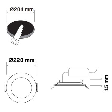 Foco de encastrar LED RIGEL LED/14W/230V 4000K diâmetro 22 cm preto