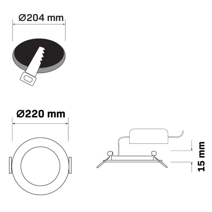 Foco de encastrar LED RIGEL LED/14W/230V 4000K diâmetro 22 cm preto