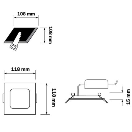 Foco de encastrar LED RIGEL LED/4,8W/230V 4000K 11,8x11,8 cm preto