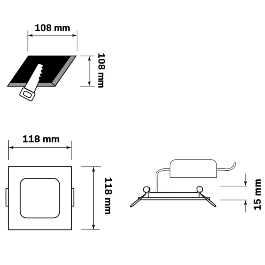 Foco de encastrar LED RIGEL LED/4,8W/230V 4000K 11,8x11,8 cm preto