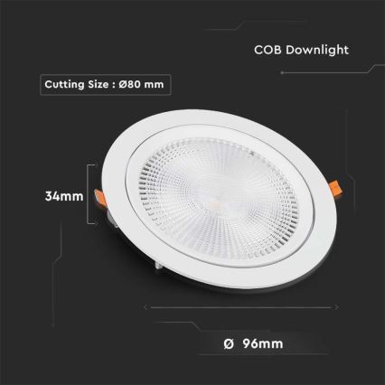 Foco de encastrar LED SAMSUNG CHIP LED/10W/230V 6400K