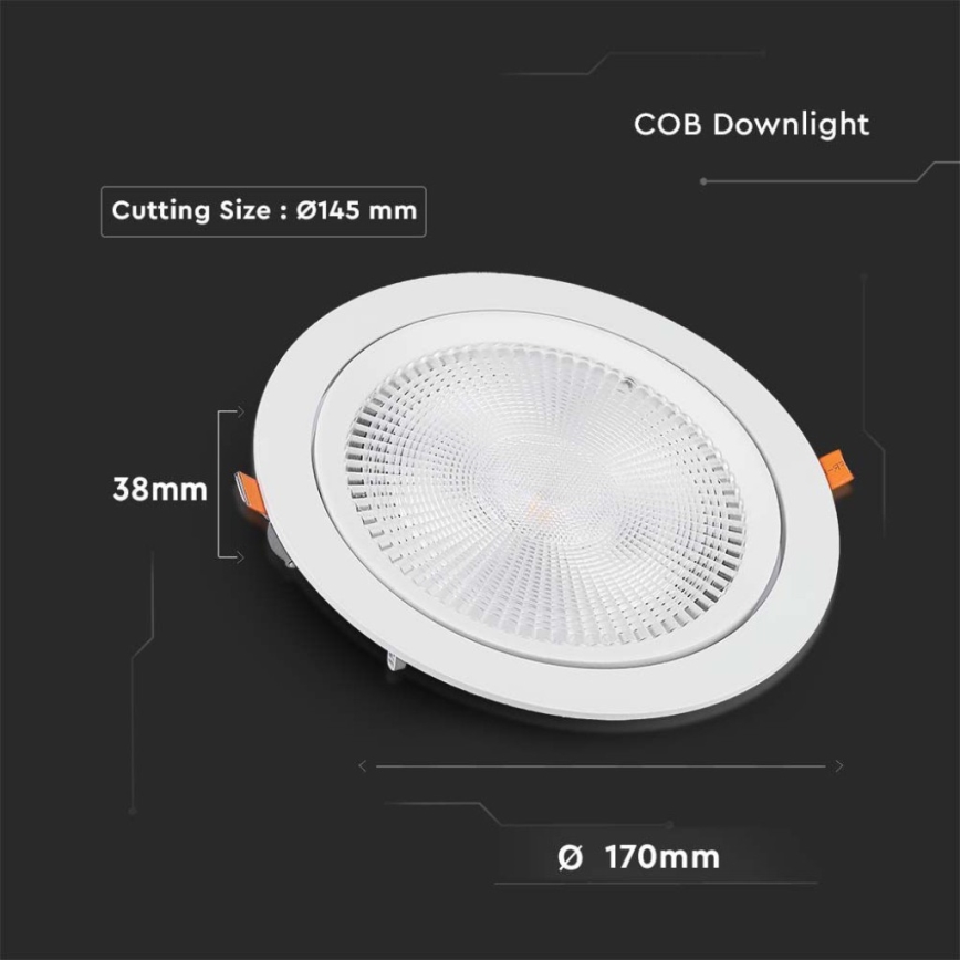 Foco de encastrar LED SAMSUNG CHIP LED/20W/230V 4000K