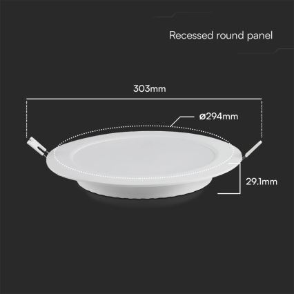 Foco de encastrar LED SAMSUNG CHIP LED/24W/230V 3000K diâmetro 29,4 cm branco