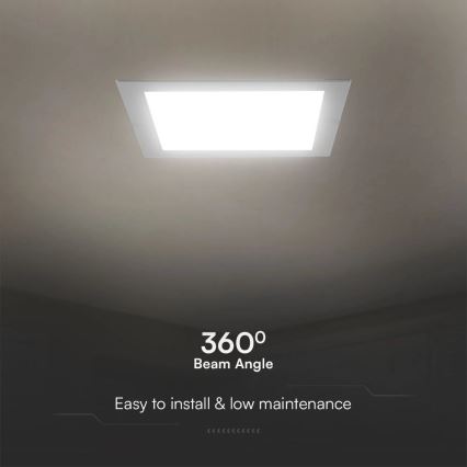 Foco de encastrar LED SAMSUNG CHIP LED/24W/230V 4000K 29,5x29,5 cm branco