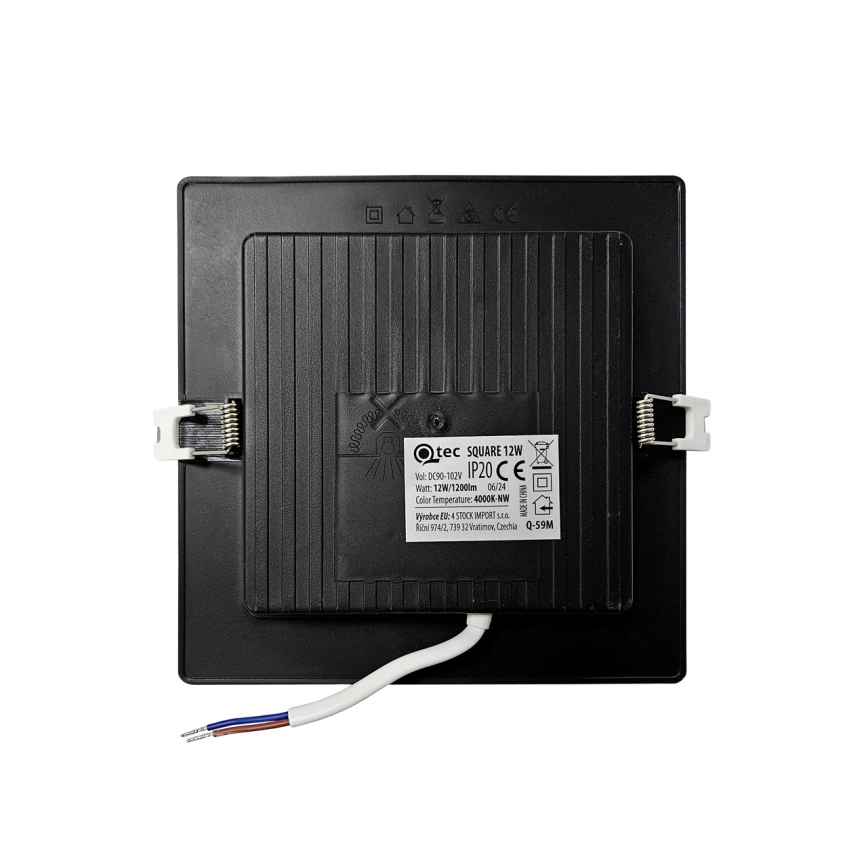 Foco de encastrar LED SQUARE LED/12W/230V 4000K 17x17 cm preto