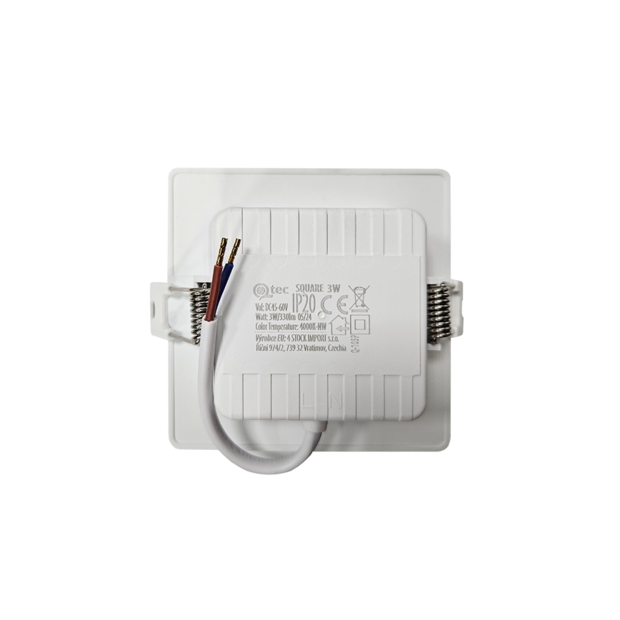 Foco de encastrar LED SQUARE LED/3W/230V 4000K 9x9 cm branco