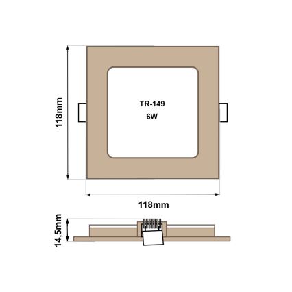 Foco de encastrar LED SQUARE LED/6W/230V 4200K 11,8x11,8 cm castanho