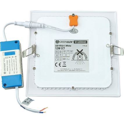 Foco de encastrar LED VEGA LED/12W/230V 2900/3900/5800K 17,5x17,5 cm branco