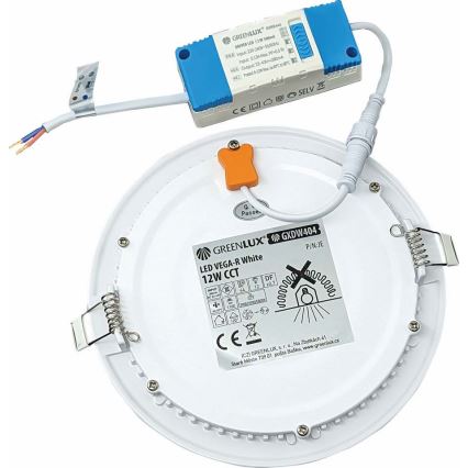 Foco de encastrar LED VEGA LED/12W/230V 2900/3900/5800K diâmetro 17,5 cm branco
