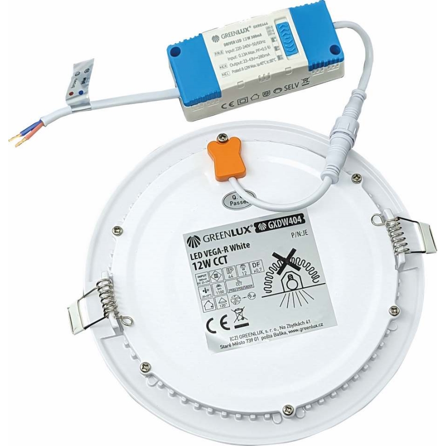 Foco de encastrar LED VEGA LED/12W/230V 2900/3900/5800K diâmetro 17,5 cm branco
