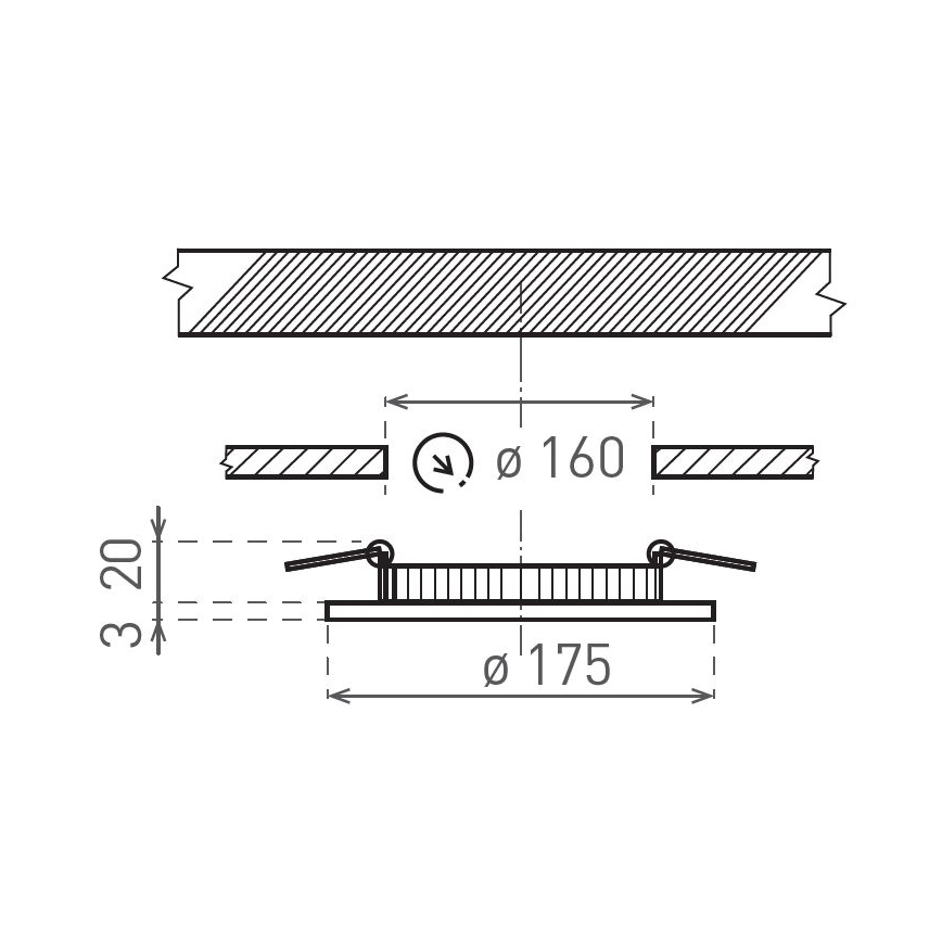 Foco de encastrar LED VEGA LED/12W/230V 2900/3900/5800K diâmetro 17,5 cm branco