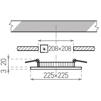 Foco de encastrar LED VEGA LED/18W/230V 2900/3900/5800K 22,5x22,5 cm preto