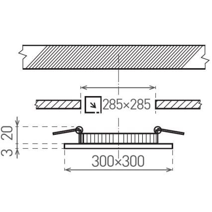 Foco de encastrar LED VEGA LED/24W/230V 2900/3900/5800K 30x30 cm branco