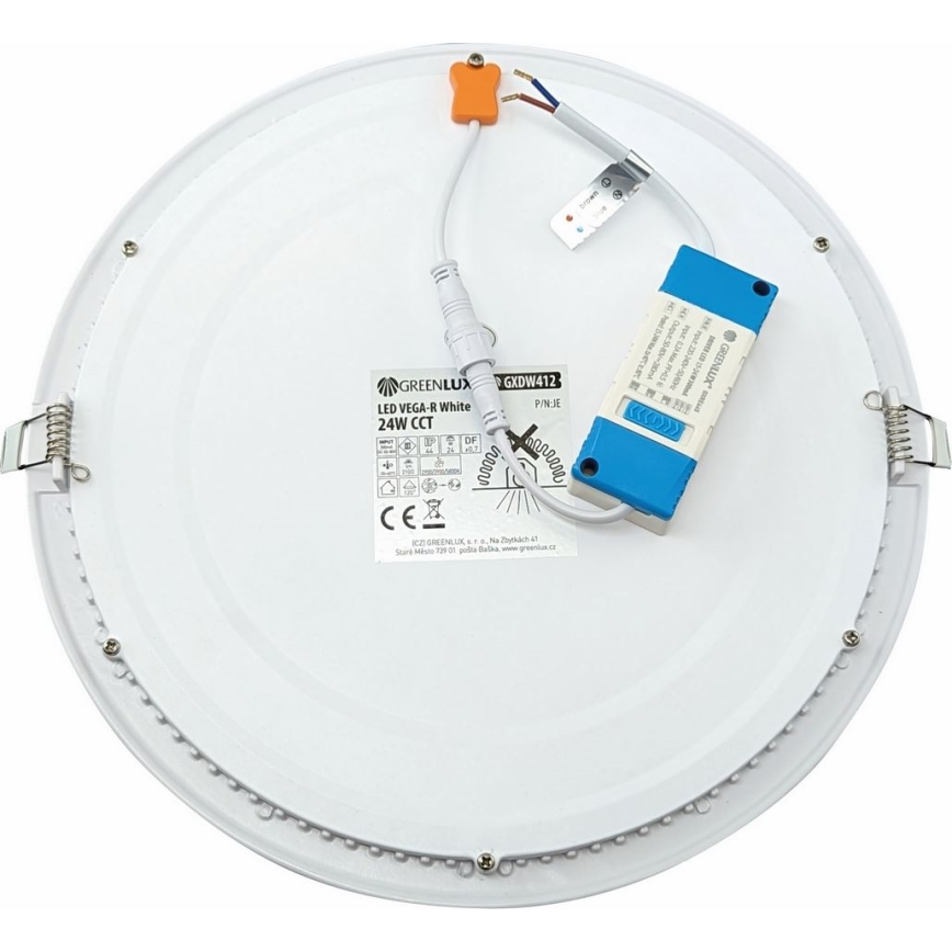 Foco de encastrar LED VEGA LED/24W/230V 2900/3900/5800K diâmetro 30 cm branco