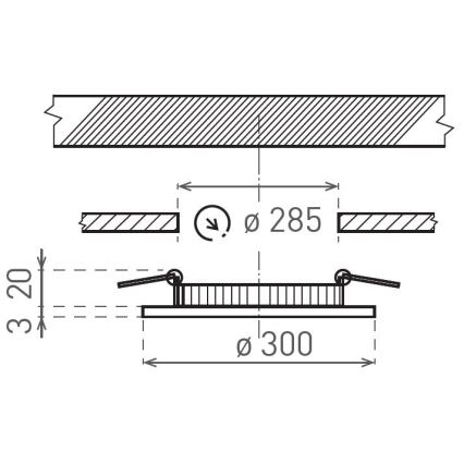 Foco de encastrar LED VEGA LED/24W/230V 2900/3900/5800K diâmetro 30 cm branco
