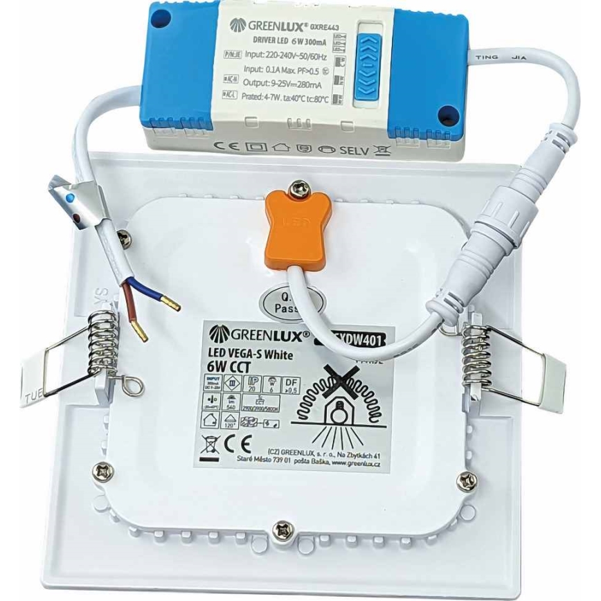 Foco de encastrar LED VEGA LED/6W/230V 2900/3900/5800K 12,5x12,5 cm branco