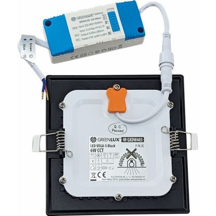 Foco de encastrar LED VEGA LED/6W/230V 2900/3900/5800K 12,5x12,5 cm preto