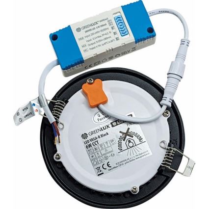 Foco de encastrar LED VEGA LED/6W/230V 2900/3900/5800K diâmetro 12,5 cm preto