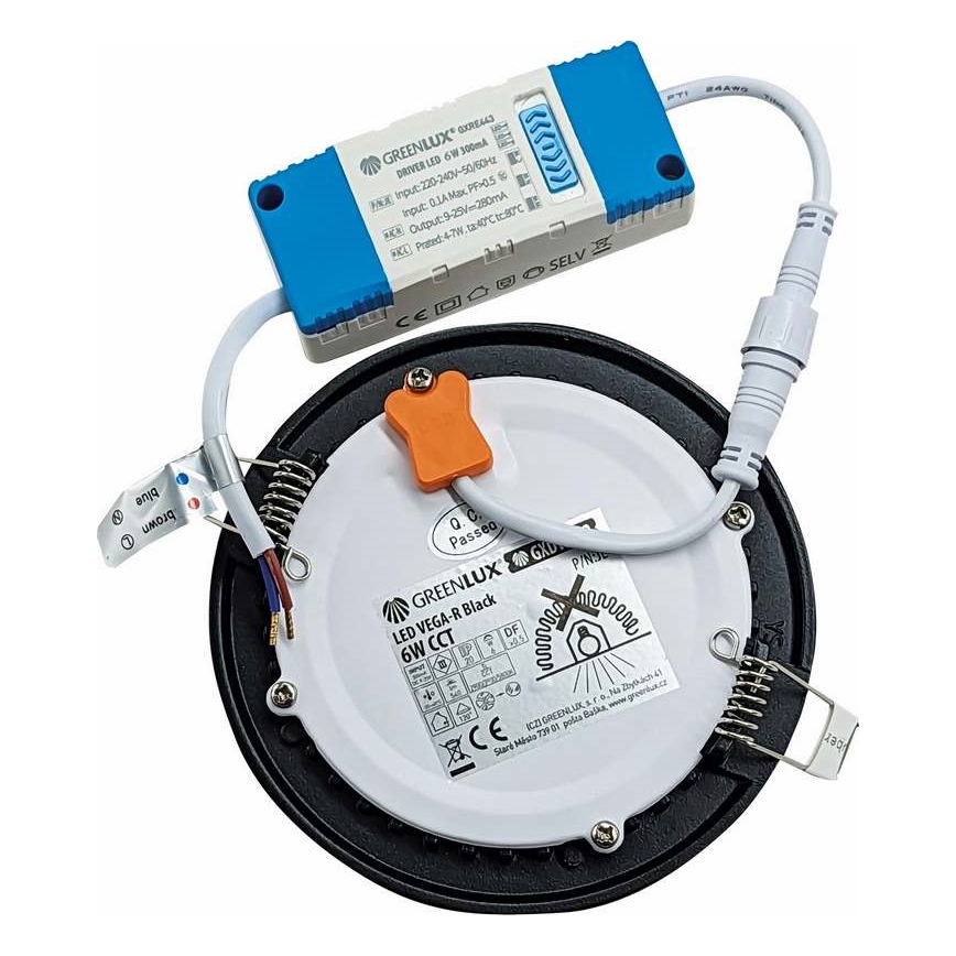 Foco de encastrar LED VEGA LED/6W/230V 2900/3900/5800K diâmetro 12,5 cm preto