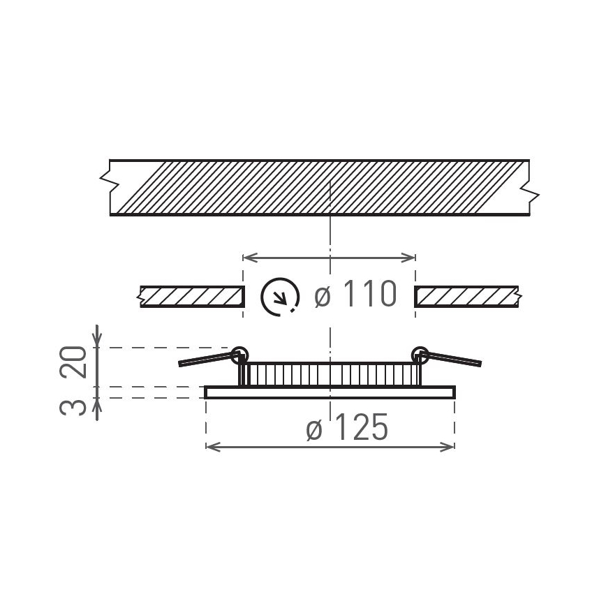 Foco de encastrar LED VEGA LED/6W/230V 2900/3900/5800K diâmetro 12,5 cm preto